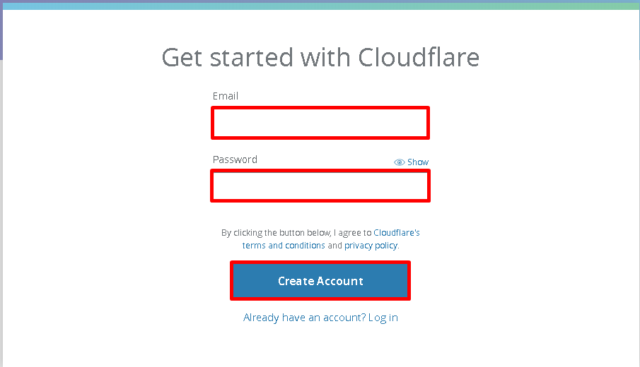 cloudflareでアカウントを作成する